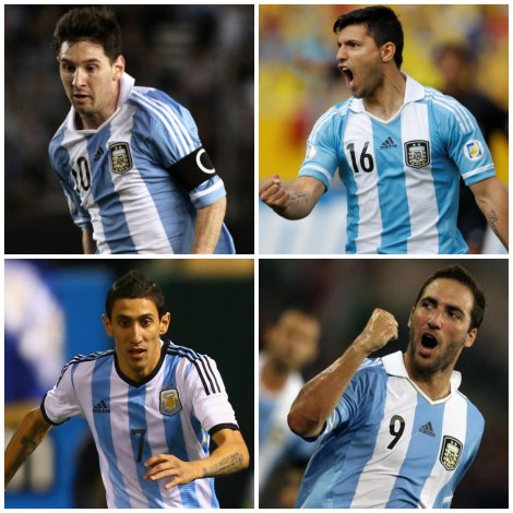 Juntos na temporada pré-Copa, os quatro craques argentinos marcaram 73 gols (Foto: Gabriel Priko, MCFC, Uol e Alessandro Bianchi)